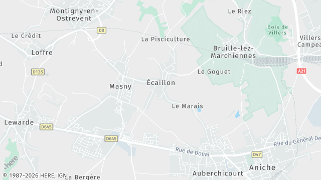 Carte de la zone d'intervention à Écaillon