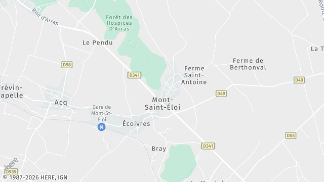 Carte de la zone d'intervention à Mont-Saint-Éloi