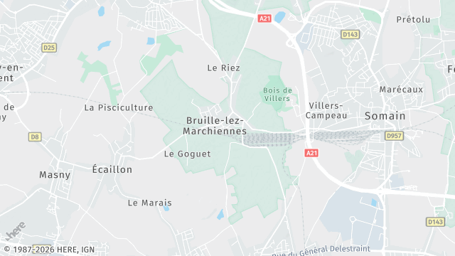 Carte de la zone d'intervention à Bruille-lez-Marchiennes