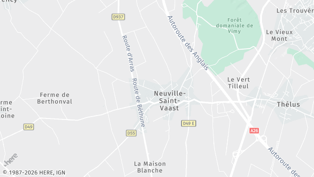 Carte de la zone d'intervention à Neuville-Saint-Vaast