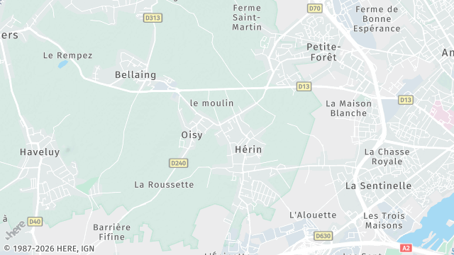 Carte de la zone d'intervention à Hérin