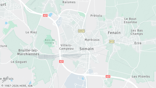 Carte de la zone d'intervention à Somain