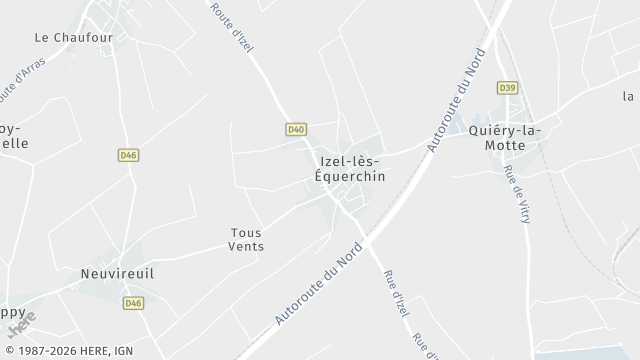 Carte de la zone d'intervention à Izel-lès-Équerchin