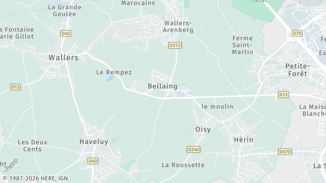 Carte de la zone d'intervention à Bellaing