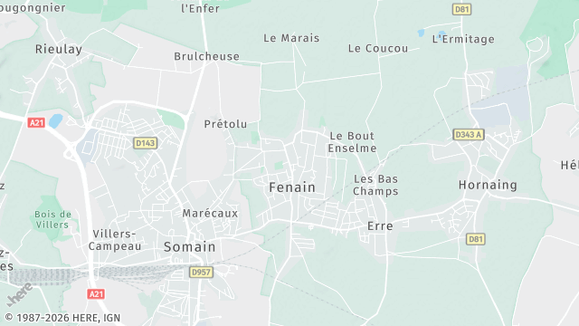 Carte de la zone d'intervention à Fenain