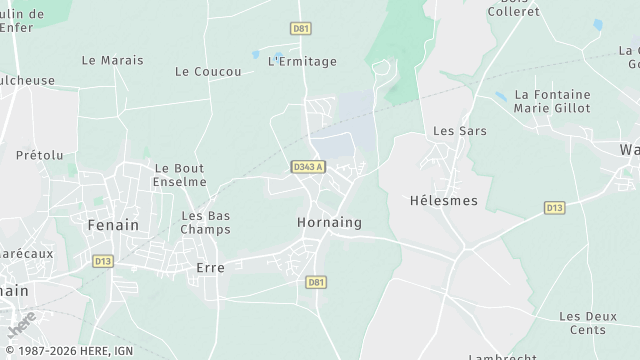 Carte de la zone d'intervention à Hornaing