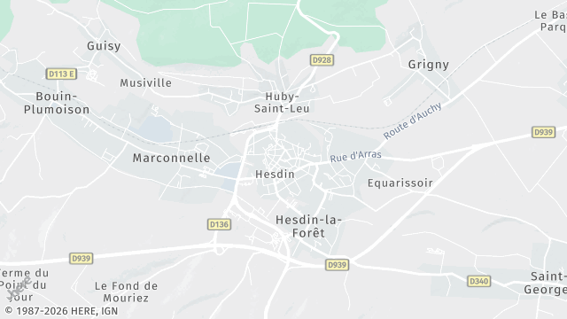 Carte de la zone d'intervention à Hesdin