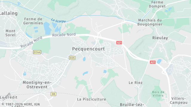 Carte de la zone d'intervention à Pecquencourt