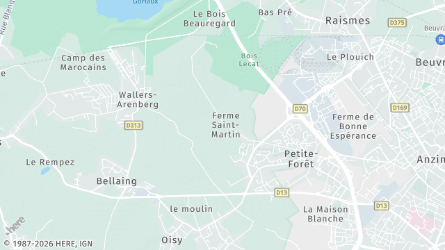 Carte de la zone d'intervention à Aubry-du-Hainaut