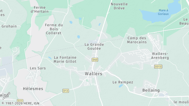 Carte de la zone d'intervention à Wallers