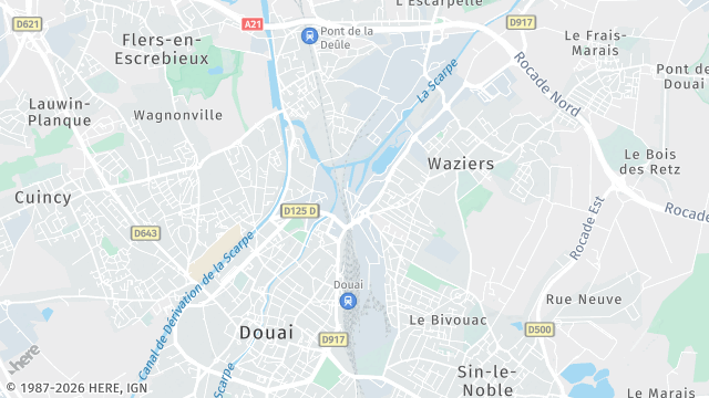 Carte de la zone d'intervention à Douai
