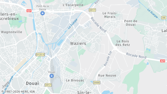 Carte de la zone d'intervention à Waziers