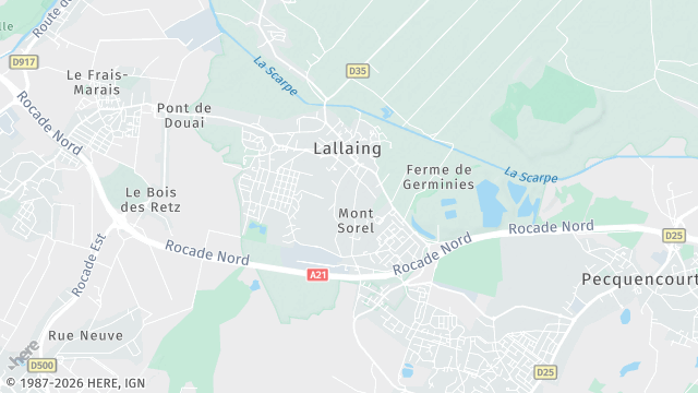 Carte de la zone d'intervention à Lallaing