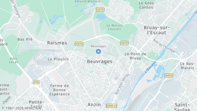 Carte de la zone d'intervention à Beuvrages