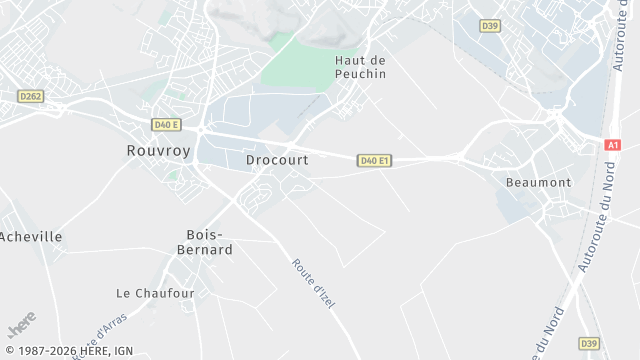 Carte de la zone d'intervention à Drocourt