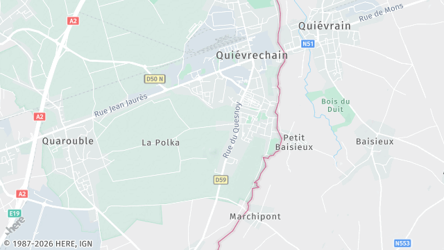 Carte de la zone d'intervention à Quiévrechain