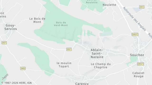 Carte de la zone d'intervention à Ablain-Saint-Nazaire