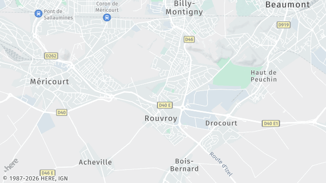 Carte de la zone d'intervention à Rouvroy