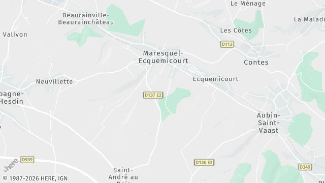 Carte de la zone d'intervention à Maresquel-Ecquemicourt