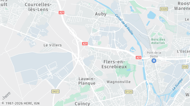 Carte de la zone d'intervention à Flers-en-Escrebieux
