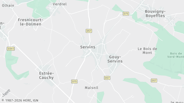 Carte de la zone d'intervention à Servins