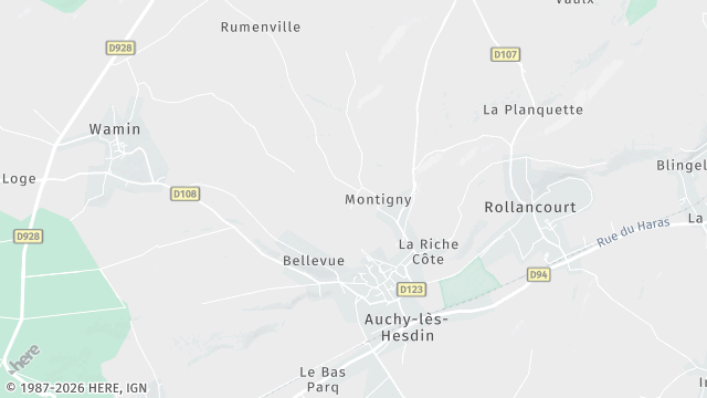Carte de la zone d'intervention à Auchy-lès-Hesdin