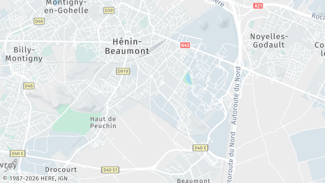 Carte de la zone d'intervention à Hénin-Beaumont