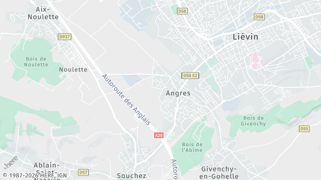 Carte de la zone d'intervention à Angres