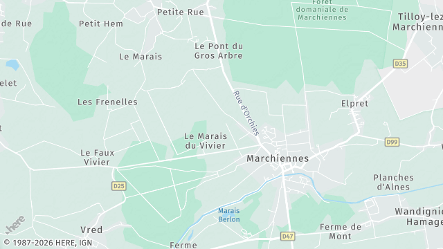 Carte de la zone d'intervention à Marchiennes
