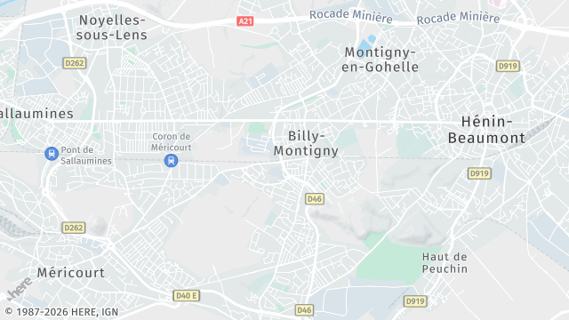 Carte de la zone d'intervention à Billy-Montigny