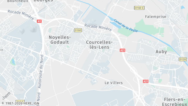 Carte de la zone d'intervention à Courcelles-lès-Lens