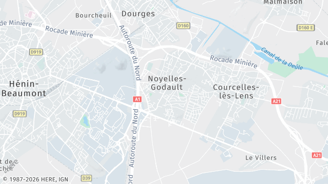 Carte de la zone d'intervention à Noyelles-Godault