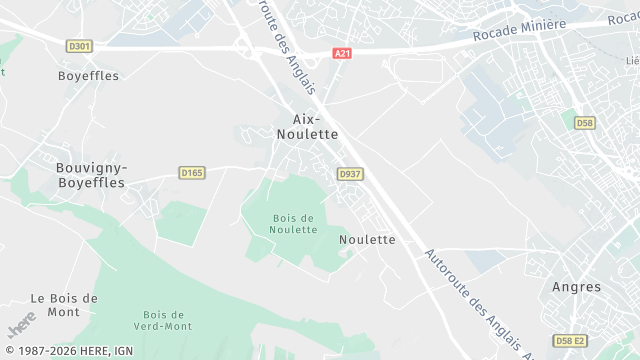 Carte de la zone d'intervention à Aix-Noulette
