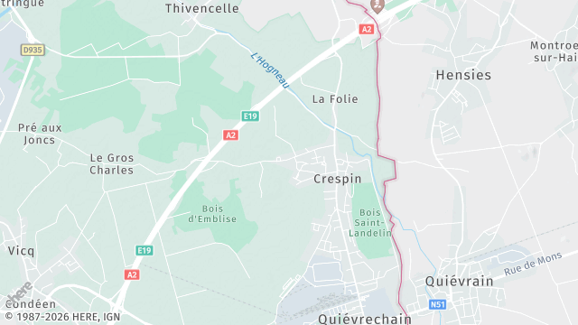 Carte de la zone d'intervention à Crespin