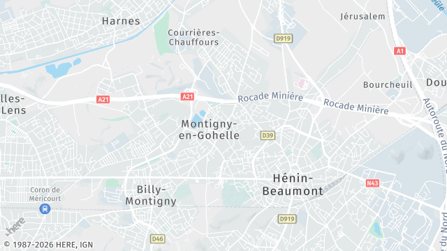 Carte de la zone d'intervention à Montigny-en-Gohelle