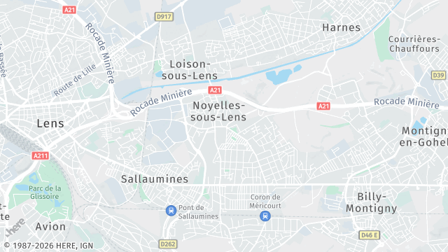 Carte de la zone d'intervention à Noyelles-sous-Lens