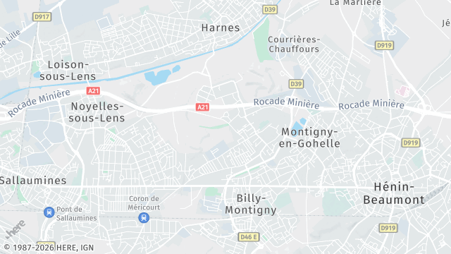 Carte de la zone d'intervention à Fouquières-lès-Lens