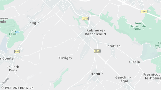 Carte de la zone d'intervention à Rebreuve-Ranchicourt