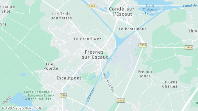 Carte de la zone d'intervention à Fresnes-sur-Escaut