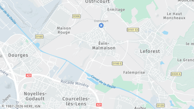 Carte de la zone d'intervention à Évin-Malmaison