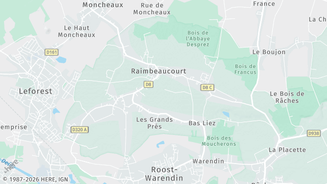 Carte de la zone d'intervention à Raimbeaucourt