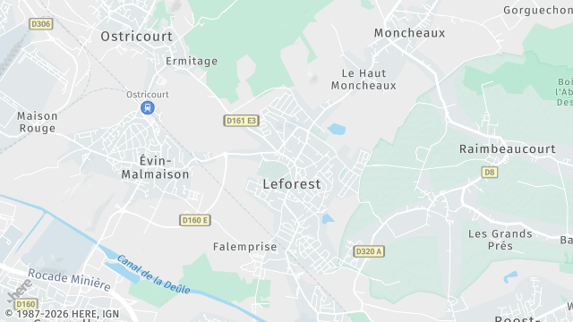 Carte de la zone d'intervention à Leforest