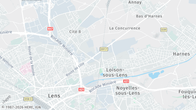 Carte de la zone d'intervention à Loison-sous-Lens