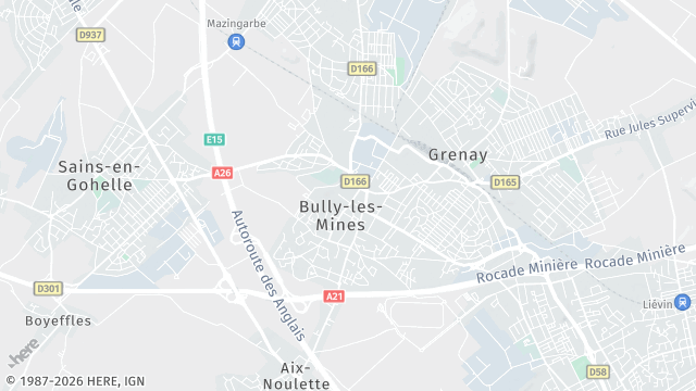 Carte de la zone d'intervention à Bully-les-Mines