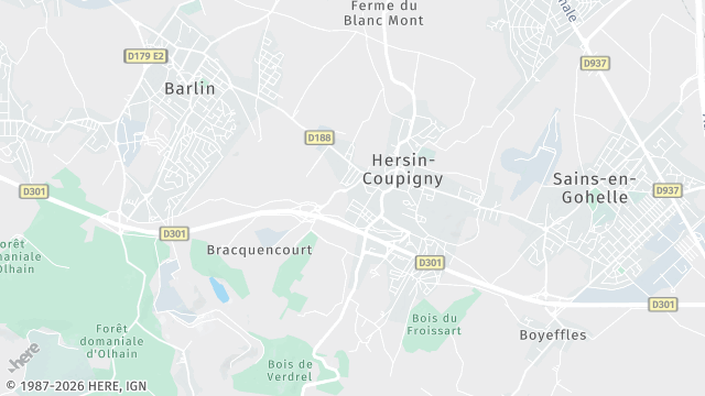 Carte de la zone d'intervention à Hersin-Coupigny