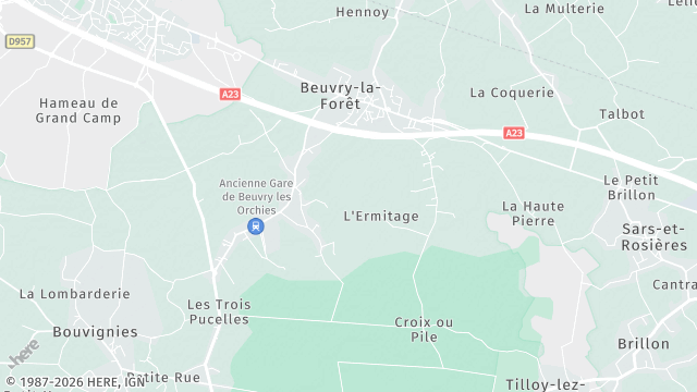 Carte de la zone d'intervention à Beuvry-la-Forêt