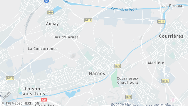 Carte de la zone d'intervention à Harnes