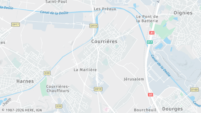 Carte de la zone d'intervention à Courrières