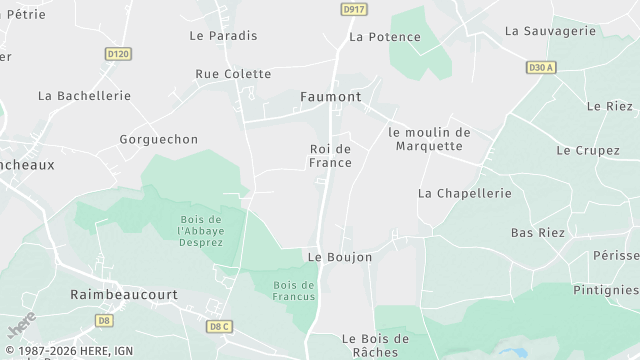 Carte de la zone d'intervention à Faumont