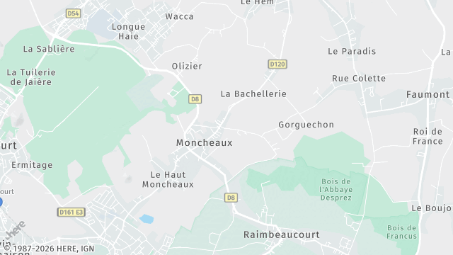 Carte de la zone d'intervention à Moncheaux